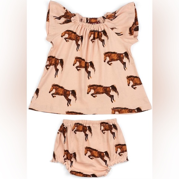 Milkbarn Other - Horse organic cotton dress and bloomer set